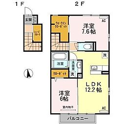 コーポ88弐番館 2LDKの間取図画像