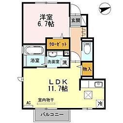カトル・セゾン 1LDKの間取図画像