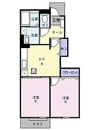 サンシャインマキB 2DKの間取図画像