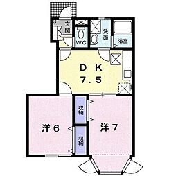メゾンラフィーネA 2DKの間取図画像