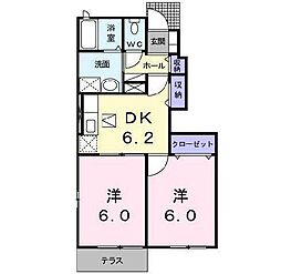 フィールドインビレッジA 2DKの間取図画像