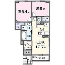 ハピネスI 2LDKの間取図画像