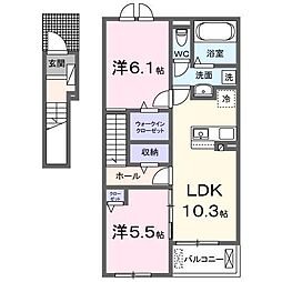 ハピネスIII 2LDKの間取図画像