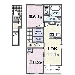 ハピネスVI 2LDKの間取図画像