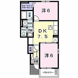 カレント 2DKの間取図画像