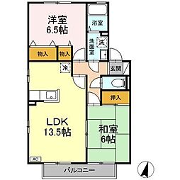 リージャ・パレB 2LDKの間取図画像