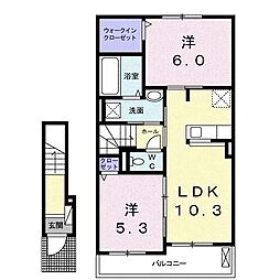 エヴァーレオ1 2LDKの間取図画像