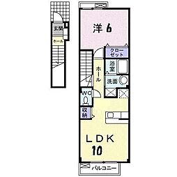 アヴェニールA 1LDKの間取図画像
