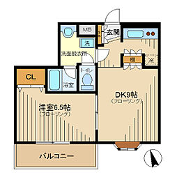 アビタシオン百合ケ丘 1DKの間取図画像