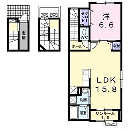クエストC 1LDKの間取図画像