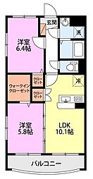 エトワール蘭 2LDKの間取図画像