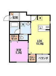 Common北葉町 1LDKの間取図画像