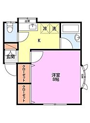 ビバリー小金町 1Kの間取図画像