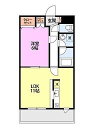 フォルトゥーナ桜 1LDKの間取図画像