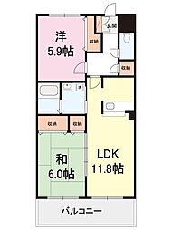 プレム寺山 2LDKの間取図画像