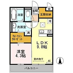 パステルリーフA 1LDKの間取図画像