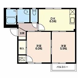 モートンG1A 2DKの間取図画像