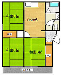第二飯田コーポ 3DKの間取図画像