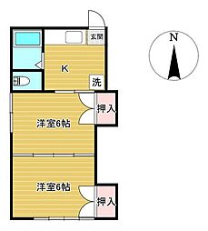 アートホームA 2Kの間取図画像