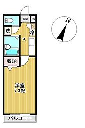 ArClaraみずほ台 1Kの間取図画像