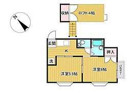 ロワール中山 2Kの間取図画像