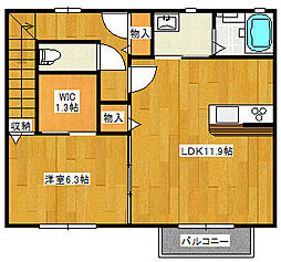 エルカーサ杜 1LDKの間取図画像