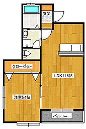 ゴールデンハイツ 1LDKの間取図画像