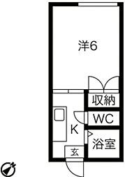 パルタウン神明 1Kの間取図画像