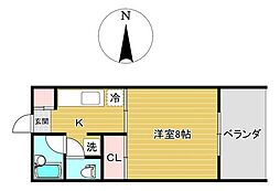 ドゥミール宮町 1Kの間取図画像