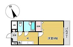 パルグランドマンション 1Kの間取図画像