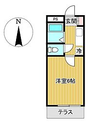 ビューパレス米ヶ袋 1Kの間取図画像