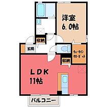 パストラル II A  ｜ 栃木県宇都宮市上戸祭町（賃貸アパート1LDK・1階・44.18㎡） その2