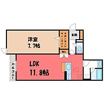 TORISIAS 元今泉  ｜ 栃木県宇都宮市元今泉2丁目（賃貸アパート1LDK・1階・47.08㎡） その2