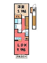 栃木県鹿沼市上殿町（賃貸アパート1LDK・2階・41.98㎡） その2