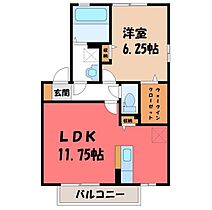 栃木県宇都宮市西川田1丁目（賃貸アパート1LDK・1階・44.18㎡） その2