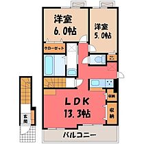 栃木県真岡市熊倉2丁目（賃貸アパート2LDK・2階・58.04㎡） その2