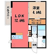 栃木県宇都宮市戸祭元町（賃貸アパート1LDK・3階・40.28㎡） その2