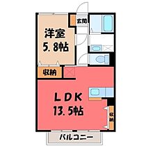 栃木県宇都宮市鶴田町（賃貸アパート1LDK・1階・43.75㎡） その2