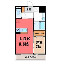 ラ・サンテ A  ｜ 栃木県宇都宮市平松本町（賃貸アパート1LDK・3階・33.39㎡） その2