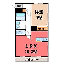 ガウディウムサカモト II  ｜ 栃木県宇都宮市山本1丁目（賃貸マンション1LDK・2階・53.25㎡） その2