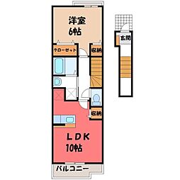 ヴィオラ A 2階1LDKの間取り