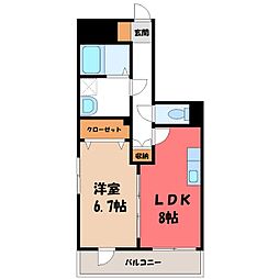 一の沢ヴィラージュマンション 1LDKの間取図画像