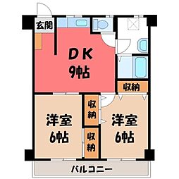 コーポ三鈴 2DKの間取図画像