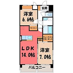 イーストアヴェニュー 2LDKの間取図画像