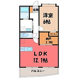 秋桜館・西原 1SLDKの間取図画像