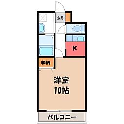 MRR宇都宮 1Kの間取図画像