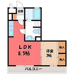 クレール・シャンブル 1LDKの間取図画像