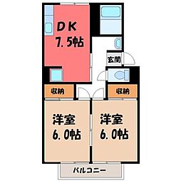 コーポラス宇東A 2DKの間取図画像
