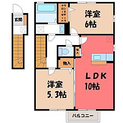 メゾン医大前桜D 2LDKの間取図画像