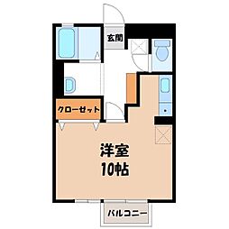 カーサユーカリA ワンルームの間取図画像